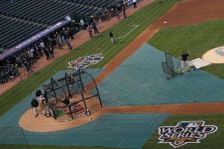 The San Francisco Giants during a team workout for the 2010 World Series at Rangers Ballpark in Arlington on October 29, 2010 in Arlington, Texas...