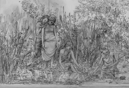 This is a preliminary drawing for a large oil painting on linen. All of Serena Rose's paintings begin with drawings like this.