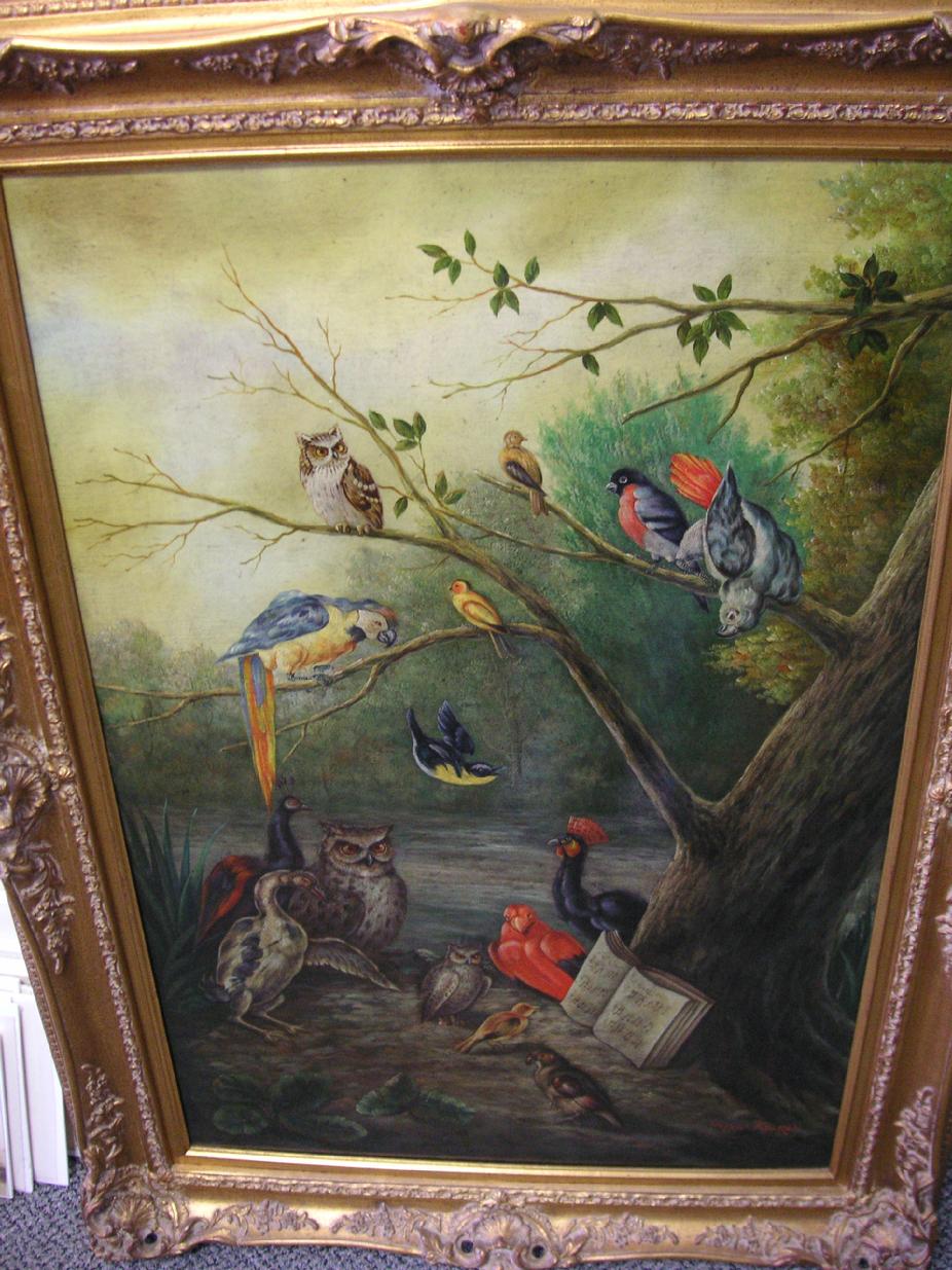 Van KeuRen 1800's Oil on Canvas "Birds In Paradise"